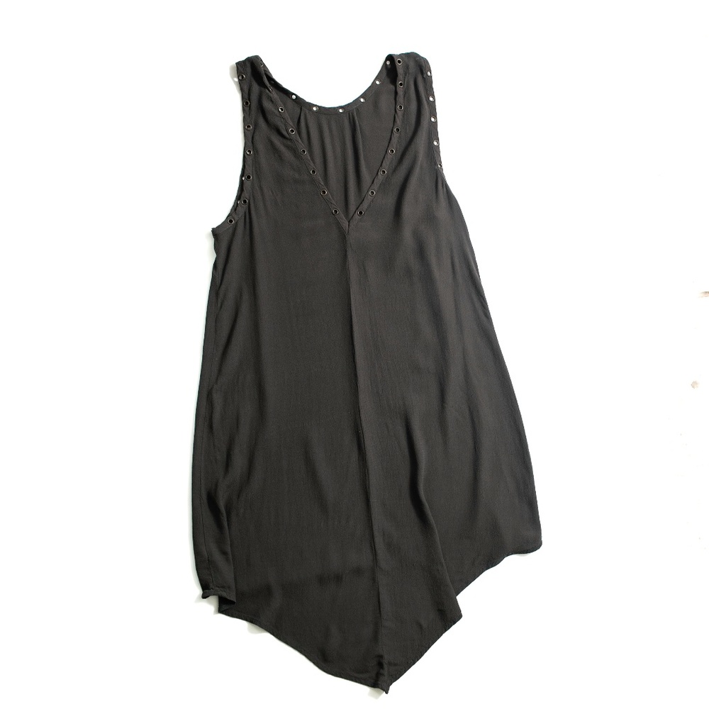ASTR the Label Sleeveless Dress in Olive Green / Gray with V-Back Size L